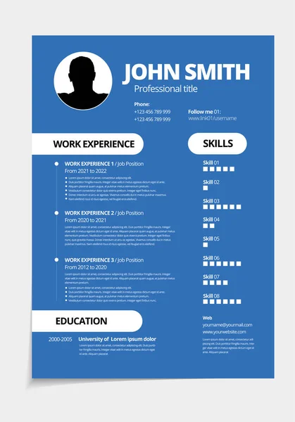 stock vector Resume design template minimalist cv. Business layout vector for job applications. A4 size.