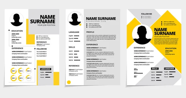 stock vector Resume design template minimalist cv. Set of business layout vector for job applications. A4 size.