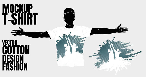T-shirt template with dancing people, vector
