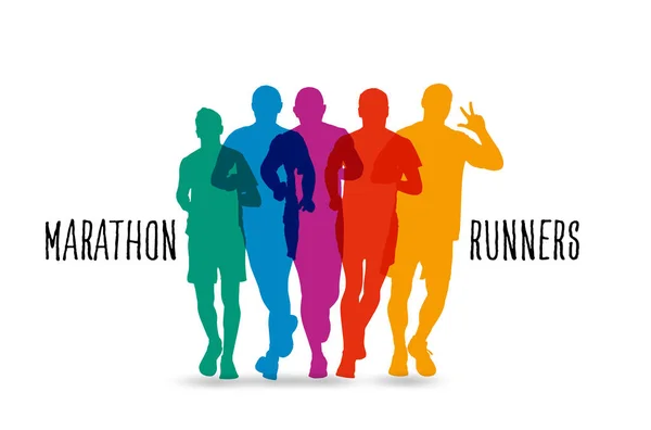 Corrida Maratona Homem Correndo Para Promover Boa Saúde —  Vetores de Stock