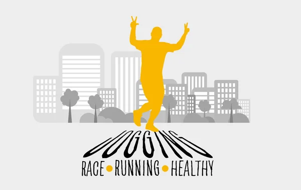 Gente Activa Hombre Huyendo Hombre Corriendo Para Promover Buena Salud — Vector de stock