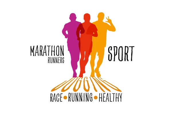 Marathon Running Race Man Jogging Promote Good Health — Stock Vector