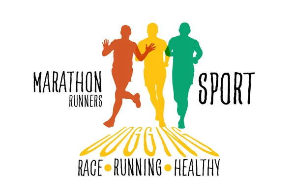 Corsa Maratona Man Jogging Promuovere Buona Salute — Vettoriale Stock