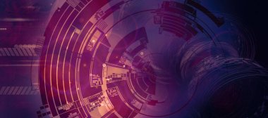 Bilim teknolojisi konseptinin 3 boyutlu illüstrasyonu. Soyut teknoloji kavramı, yenilik teknolojisi geçmişi.