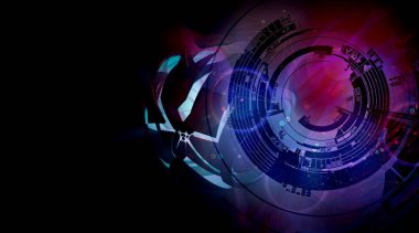 Bilim teknolojisi konseptinin 3 boyutlu illüstrasyonu. Soyut teknoloji kavramı, yenilik teknolojisi geçmişi.