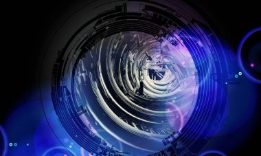 3D illüstrasyon fütüristik teknoloji tarzı. Pankart veya poster için teknoloji arkaplanı.