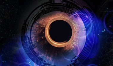 3D illüstrasyon fütüristik teknoloji tarzı. Pankart veya poster için teknoloji arkaplanı.