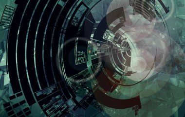 3D illüstrasyon fütüristik teknoloji tarzı. Pankart veya poster için teknoloji arkaplanı.