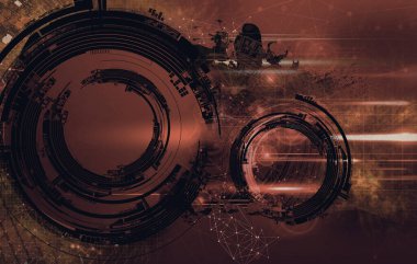 3D illüstrasyon fütüristik teknoloji tarzı. Pankart veya poster için teknoloji arkaplanı.