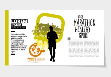 Koşu maratonu, insanlar koşuyor - vektör illüstrasyonu