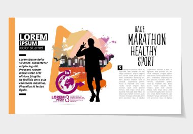 Koşu maratonu, insanlar koşuyor - vektör illüstrasyonu