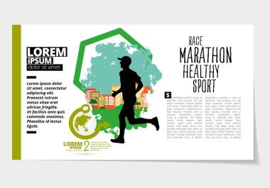 Koşu maratonu, insanlar koşuyor - vektör illüstrasyonu