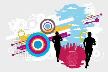 Running marathon, people run, sport background ready for poster or banner vector illustration