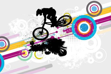 BMX sürücüsü, aktif genç bisiklet üzerinde numaralar yapıyor.