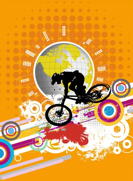 Bmx Rider Active Young Person Doing Tricks Bicycle — Stock Vector