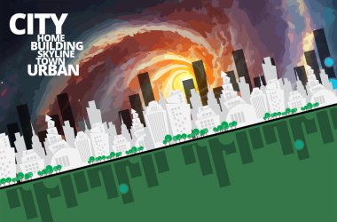 Kentsel manzaralı vektör illüstrasyonu