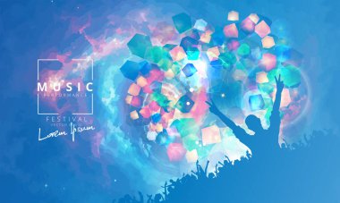 İnsanlar - vektör çizim dans ile parti arka plan