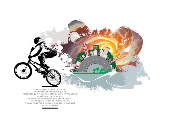 Bmx Rider Abstract Background Sport Vector — Stock Vector