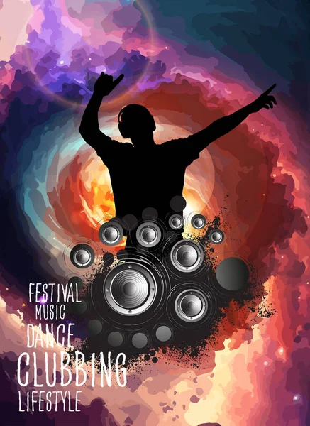 Nightlife Music Festival Concept Illustration Ready Banner Poster — Stock Vector