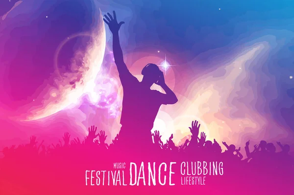 Nightlife Music Festival Concept Dancing People Music Festival — Archivo Imágenes Vectoriales