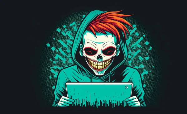Hacker Laptop Monitor Phishing Online Surveillance — Stock Photo, Image