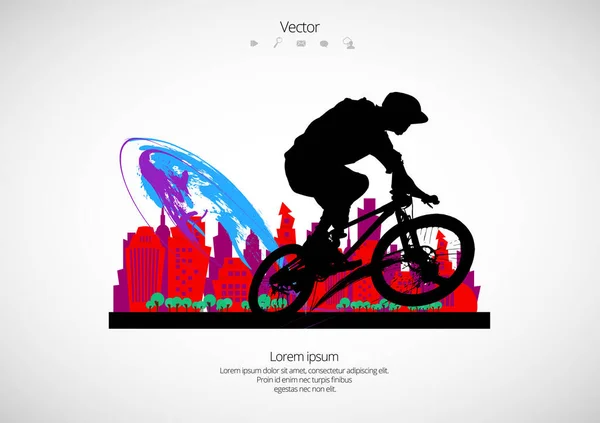 Active Young Person Riding Bmx — Stock Vector