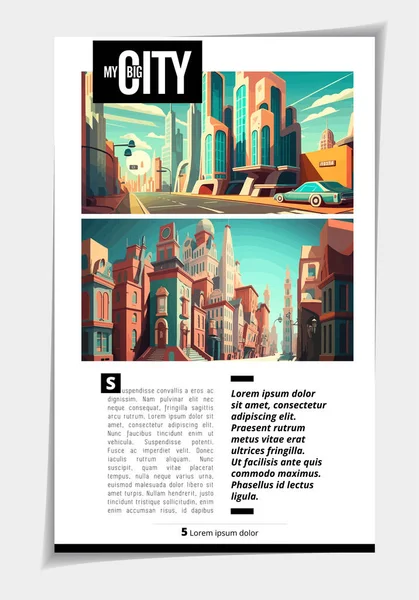 Business Magazine Brochure Layout Urban Landscape Vector Illustration — Stockvektor