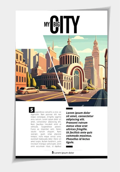 Revista Negocios Diseño Folletos Con Paisaje Urbano Ilustración Vectorial — Archivo Imágenes Vectoriales