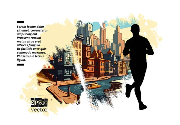 Jogging Homme Pour Promouvoir Bonne Santé Fond Sportif Prêt Pour — Image vectorielle