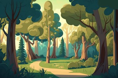 illustration of beautiful forest landscape