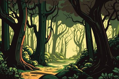 illustration of beautiful forest landscape