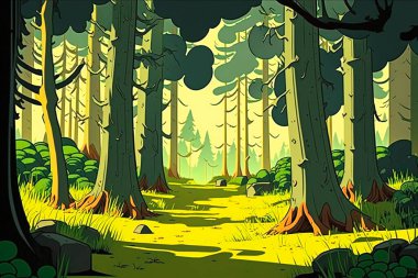 illustration of beautiful forest landscape