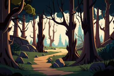 illustration of beautiful forest landscape