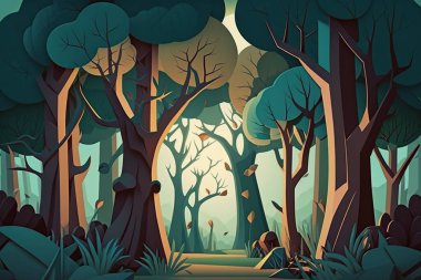 illustration of beautiful forest landscape
