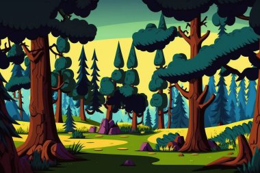 illustration of beautiful forest landscape