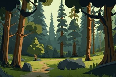 illustration of beautiful forest landscape