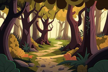 illustration of beautiful forest landscape