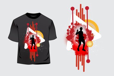 Üzerinde grafik spor şablonu olan tişört şablonu, maraton ya da koşu için hazır, vektör