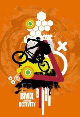 Soyut arkaplanda BMX sürücüsü, spor vektörü