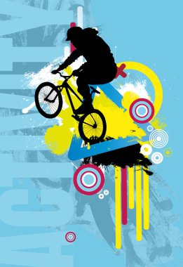 Soyut arkaplanda BMX sürücüsü, spor vektörü