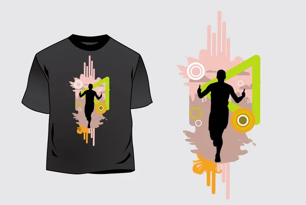 Modèle Shirt Avec Modèle Sport Graphique Prêt Pour Maraton Jogging — Image vectorielle