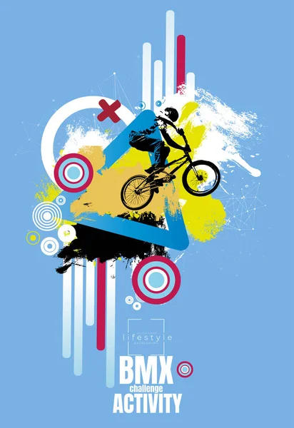Bmx Rider Sur Fond Abstrait Vecteur Sport — Image vectorielle