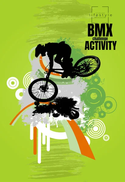 Bmx Rider Sur Fond Abstrait Vecteur Sport — Image vectorielle