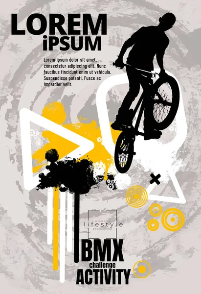 Soyut Arkaplanda Bmx Sürücüsü Spor Vektörü — Stok Vektör