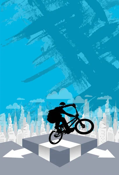 活跃的年轻人在自行车上耍花样 极限运动的概念 体育背景可供海报或横幅 — 图库矢量图片