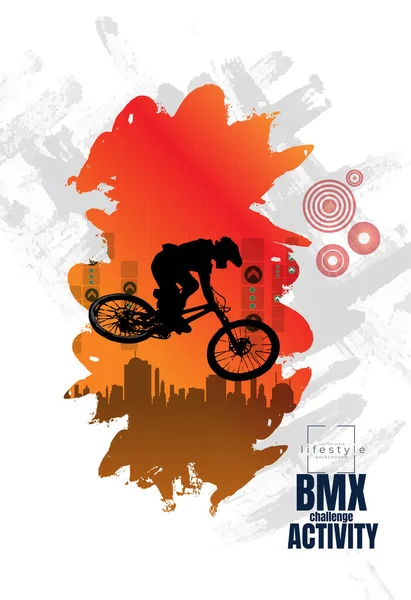 Bmx Rider Aktywna Młoda Osoba Robiąca Sztuczki Rowerze — Wektor stockowy