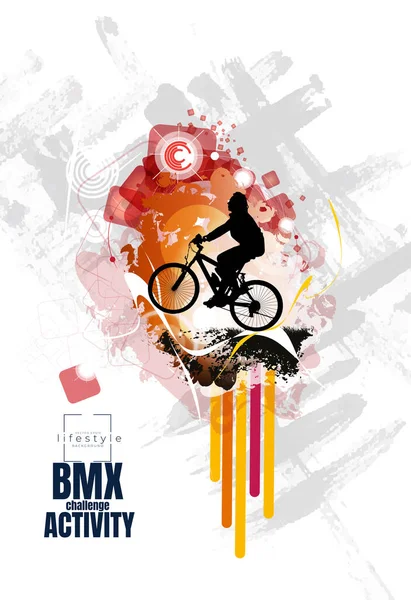 Bmx Rider Joven Activo Haciendo Trucos Una Bicicleta — Archivo Imágenes Vectoriales