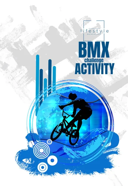 Bmx Rider Joven Activo Haciendo Trucos Una Bicicleta — Vector de stock