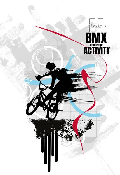 Bmxライダー 自転車でトリックをやってアクティブな若い人 — ストックベクタ