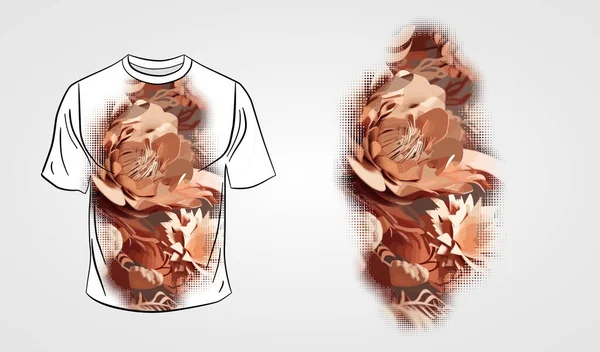 Face Avant Shirt Blanc Isolé Sur Fond Gris Avec Sujet — Image vectorielle